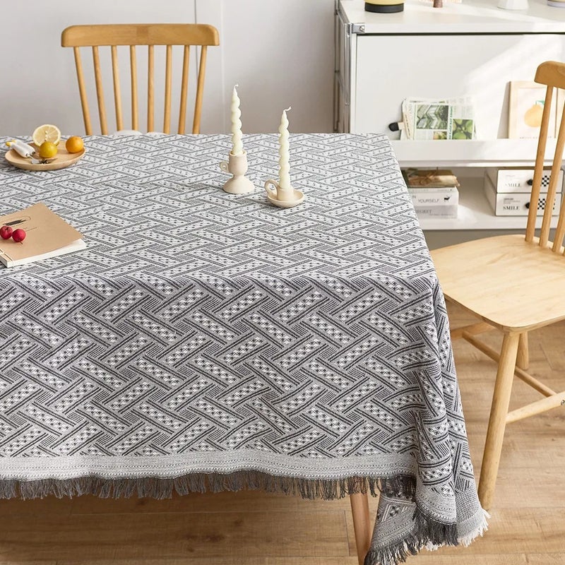 Bluejw American Style Rectangular Dining Tablecloth – Woven Cotton Linen Jacquard Fabric Table Runner for Decorative Table Mat, Stylish & Durable - Image 3