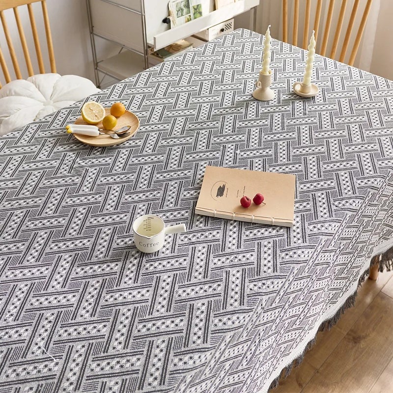 Bluejw American Style Rectangular Dining Tablecloth – Woven Cotton Linen Jacquard Fabric Table Runner for Decorative Table Mat, Stylish & Durable - Image 4