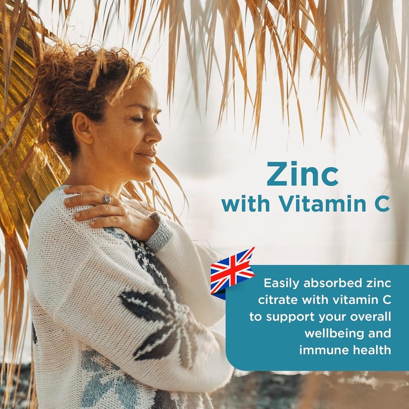 Healthspan Zinc with Vitamin C 360 Tablets Immune Health Bones Eyes Skin Hair Nails 15mg Zinc 80mg Vitamin C per Tablet Easily Absorbable OneADay Easy to Swallow Vegan - Image 4