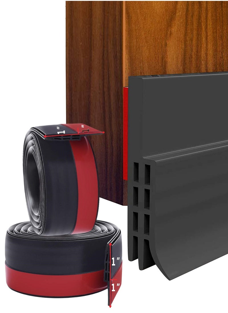 Generic 2PCS Door low windproof rubber strip, door seam sealing strip, door bottom gap windproof, dustproof, rainproof and soundproof equipment, 1 meter, black  - Image 1