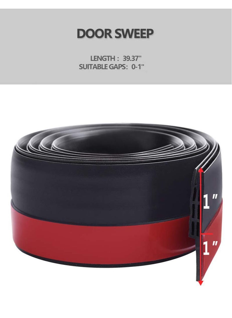 Generic 2PCS Door low windproof rubber strip, door seam sealing strip, door bottom gap windproof, dustproof, rainproof and soundproof equipment, 1 meter, black  - Image 5
