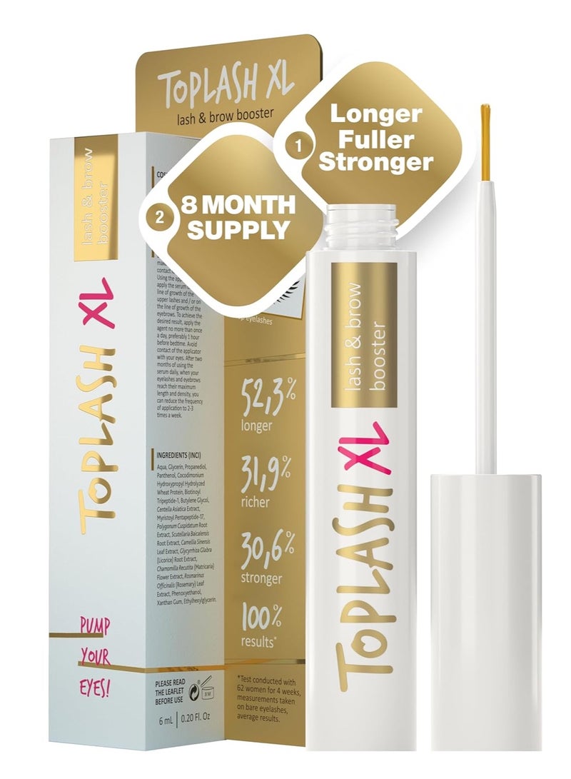 توبلاش - معزز الرموش والحواجب XL، سيروم نمو مع مُحسِّن الرموش والحواجب، يُعزز نمو الرموش بشكل أقوى وأكثر كثافة وصحة مع مستخلصات نباتية وببتيدات - 0.2 أونصة سائلة (6 مل) - Image 1