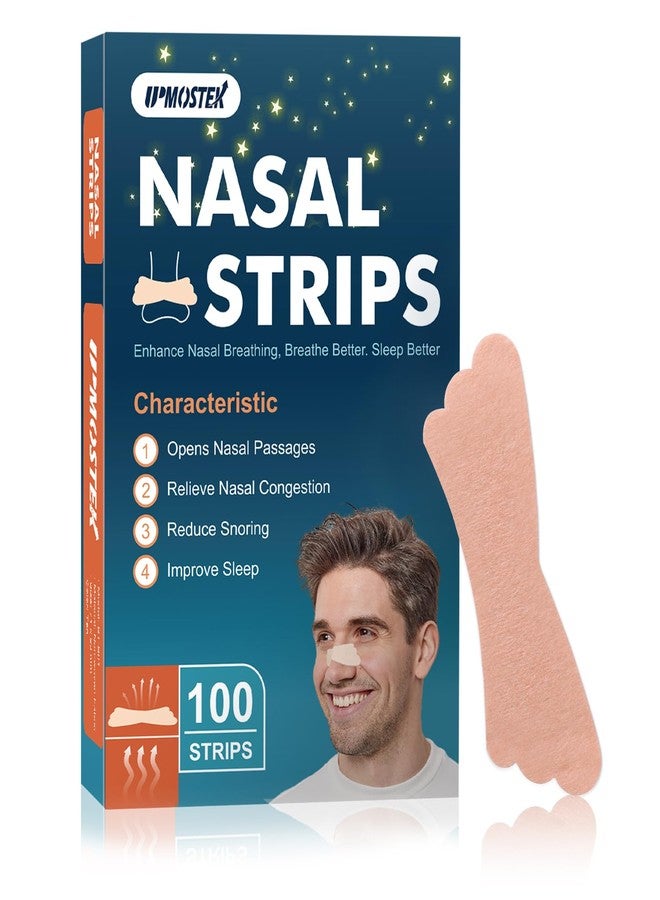 UPMOSTEK 100Pcs Nasal Strips for Snoring, Extra Strength Nose Strips Breathing, Nose Tape for Sports and Sleep, Anti Snoring Strips Help Stop Snoring and Nasal Congestion Relief - Image 1