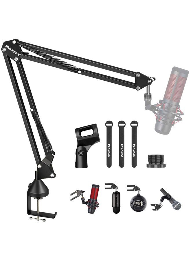 Aokeo Microphone Boom Arm, AK-35 Adjustable Compact Mic Suspension Boom Scissor Arm Stand For Blue Yeti,Snowball iCE, HyperX QuadCast,SoloCast,Elgato Wave,Etc - Image 1