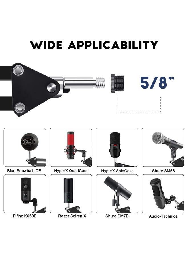 Aokeo Microphone Boom Arm, AK-35 Adjustable Compact Mic Suspension Boom Scissor Arm Stand For Blue Yeti,Snowball iCE, HyperX QuadCast,SoloCast,Elgato Wave,Etc - Image 3