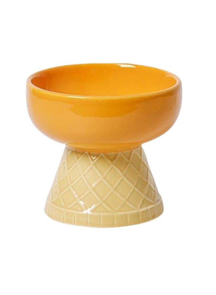Ceramic Cat Bowl To Protect The Cervical Vertebra Drinking Water Pet Supplies Cute Slanted Mouth Anti-Turnover Dog Food Bowl - Orange Flat Mouth - Image 1