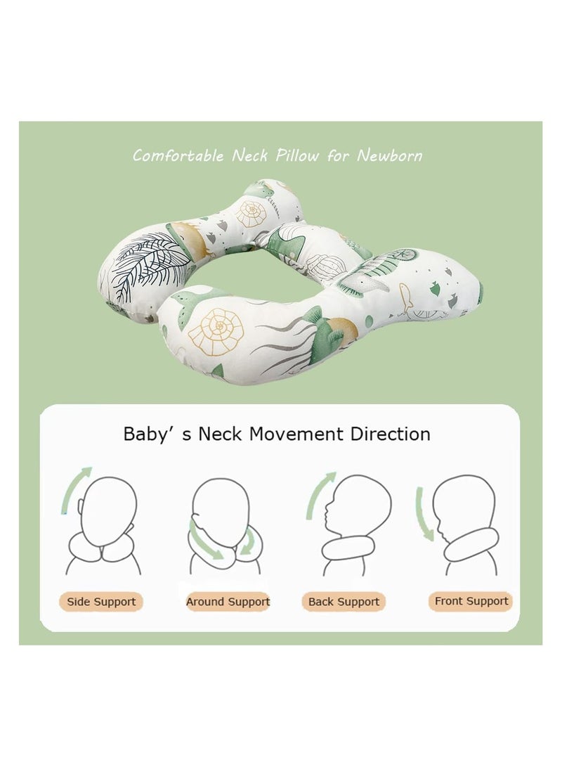 SYOSI Baby Neck Pillows, Comfortable Baby Travel Head Neck Support Pillow for Car Seat Stroller Pushchair, Soft PP Cotton Travel Pillow for 0-1 Year Old Toddler Infant Newborn, Ocean  - Image 2