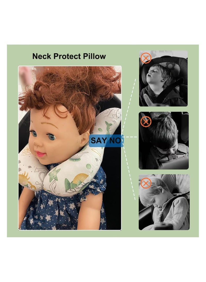 SYOSI Baby Neck Pillows, Comfortable Baby Travel Head Neck Support Pillow for Car Seat Stroller Pushchair, Soft PP Cotton Travel Pillow for 0-1 Year Old Toddler Infant Newborn, Ocean  - Image 3