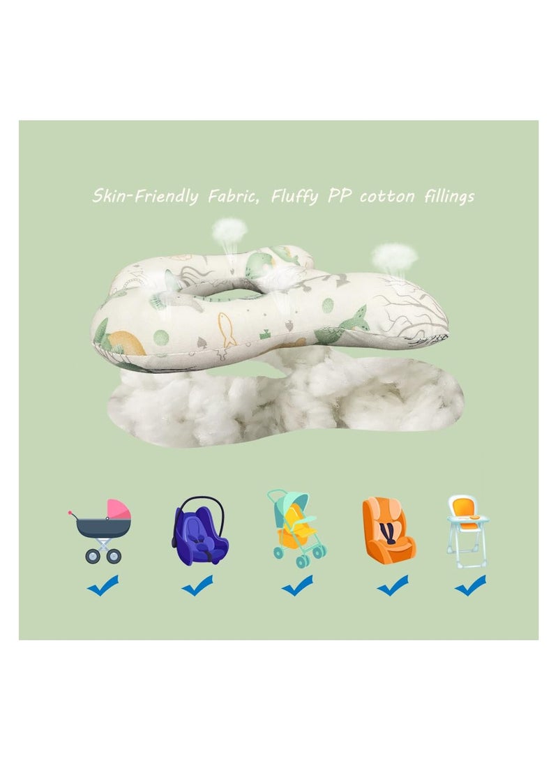 SYOSI Baby Neck Pillows, Comfortable Baby Travel Head Neck Support Pillow for Car Seat Stroller Pushchair, Soft PP Cotton Travel Pillow for 0-1 Year Old Toddler Infant Newborn, Ocean  - Image 4