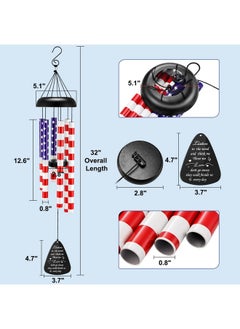 Anpro Wind Chimes For Outside - Patriotic Wind Chimes,Large Aluminium Wind Chime Outdoor W/6 Tuned Tubes, American Flag Unique Wind Chimes,Sympathy Wind Chimes, Memorial Wind Chimes For Loss Of A Loved One  - Image 2