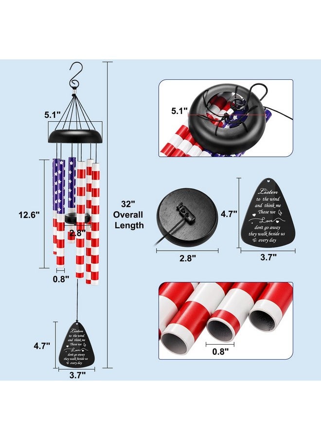 Anpro Wind Chimes For Outside - Patriotic Wind Chimes,Large Aluminium Wind Chime Outdoor W/6 Tuned Tubes, American Flag Unique Wind Chimes,Sympathy Wind Chimes, Memorial Wind Chimes For Loss Of A Loved One  - Image 2