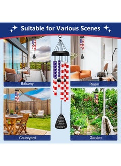 Anpro Wind Chimes For Outside - Patriotic Wind Chimes,Large Aluminium Wind Chime Outdoor W/6 Tuned Tubes, American Flag Unique Wind Chimes,Sympathy Wind Chimes, Memorial Wind Chimes For Loss Of A Loved One  - Image 5