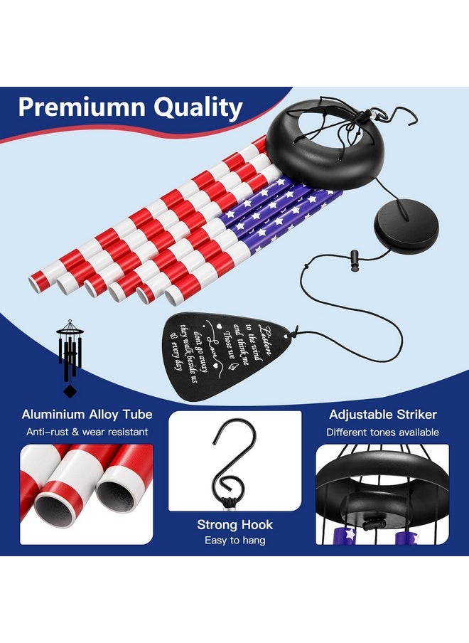 Anpro Wind Chimes For Outside - Patriotic Wind Chimes,Large Aluminium Wind Chime Outdoor W/6 Tuned Tubes, American Flag Unique Wind Chimes,Sympathy Wind Chimes, Memorial Wind Chimes For Loss Of A Loved One  - Image 4