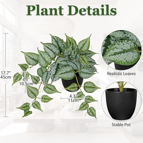 Villa Como 177 Artificial Plants Indoor Home Decor Fake Potted Silk Plants for Shelves Desks Living Room Home Office Decor Small Artificial Ivy Vine Plant in Pots Faux Greenery Tropical House Plant - Image 3