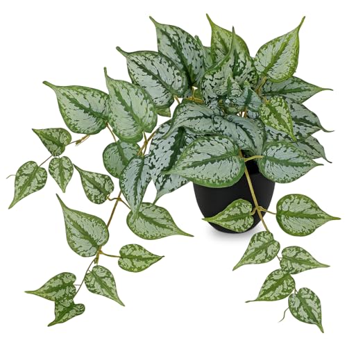 Villa Como 177 Artificial Plants Indoor Home Decor Fake Potted Silk Plants for Shelves Desks Living Room Home Office Decor Small Artificial Ivy Vine Plant in Pots Faux Greenery Tropical House Plant - Image 1