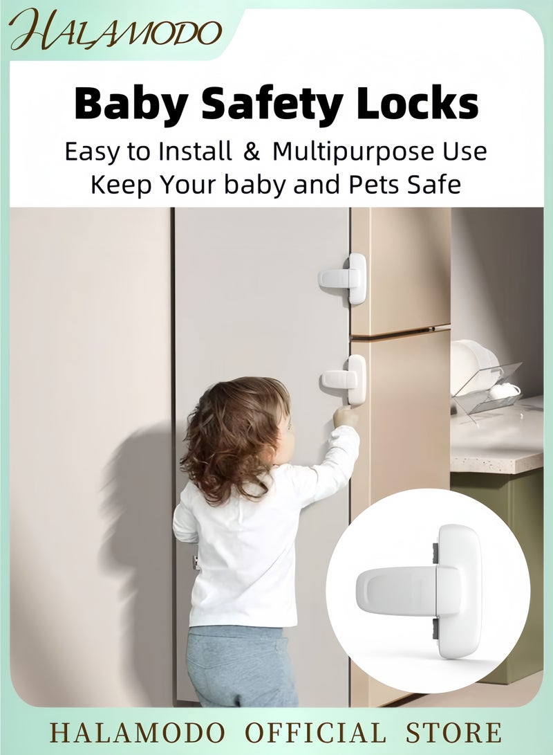 Halamodo 8 قطع قفل أمان للثلاجة لاصق للأطفال سهل التركيب بدون أدوات قفل قابل للتعديل للثلاجات والمجمدات والخزائن - Image 1