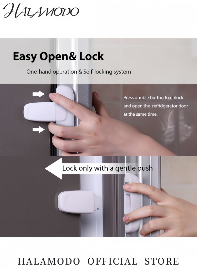 Halamodo 8 قطع قفل أمان للثلاجة لاصق للأطفال سهل التركيب بدون أدوات قفل قابل للتعديل للثلاجات والمجمدات والخزائن - Image 4