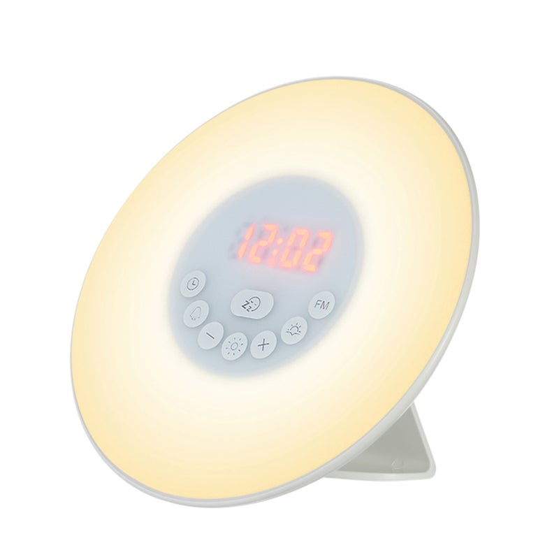 Sunrise Alarm Clock: 6 Colors 10-Level Warm White Light Gentle Wake-Up With Natural Sounds - Sunset Simulation Sleep Aid Touch Control FM Radio For Bedside Use - Image 1