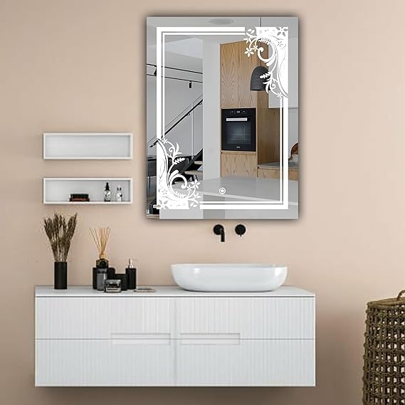 TINITALO Quality Glass Rectangular LED Mirror for Bathroon with Back Light Imported Touch Sensor + Dimmer + White Light + Coold Day Light + Warm Light Total 3 Light Brightness Adjustable LED 299 - Image 2