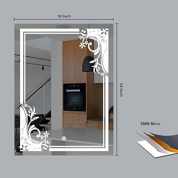 TINITALO Quality Glass Rectangular LED Mirror for Bathroon with Back Light Imported Touch Sensor + Dimmer + White Light + Coold Day Light + Warm Light Total 3 Light Brightness Adjustable LED 299 - Image 5