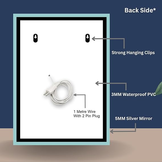 TINITALO Quality Glass Rectangular LED Mirror for Bathroon with Back Light Imported Touch Sensor + Dimmer + White Light + Coold Day Light + Warm Light Total 3 Light Brightness Adjustable LED 299 - Image 4