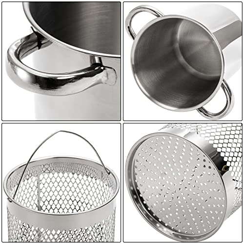 AVLA Asparagus Pot, 4 Quart Stainless Steel Steamer Cooker, Vegetable Asparagus Cooker with Removable Basket and Lid for Pasta, Spaghetti, Boiled Eggs, Shrimp, Oil Deep Fry Pan for French Fries - Image 3