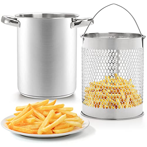 AVLA Asparagus Pot, 4 Quart Stainless Steel Steamer Cooker, Vegetable Asparagus Cooker with Removable Basket and Lid for Pasta, Spaghetti, Boiled Eggs, Shrimp, Oil Deep Fry Pan for French Fries - Image 5