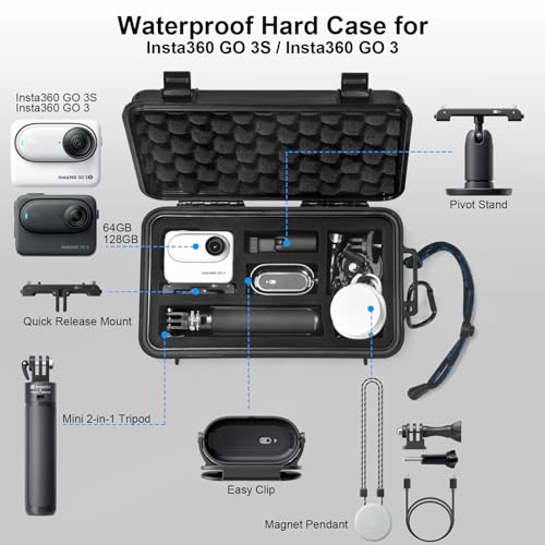 Lekufee Travel Waterproof Hard Case for Insta360 GO 3S 3 Action Camera Vlogging Camera and AccessoriesCase Only - Image 3