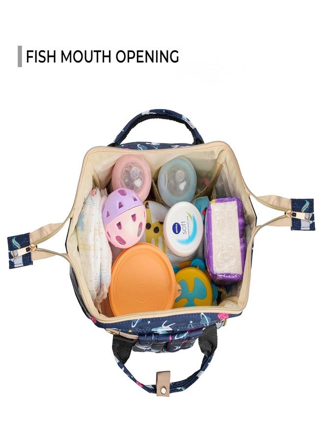 Miracle Moms Diaper Backpack with Insulated Bottle Pocket & Multiple Storage Compartments/Baby Travel Bag product organizer bagpack Printed/Maternity bag (Dark Blue (Unicorn)) - Image 5