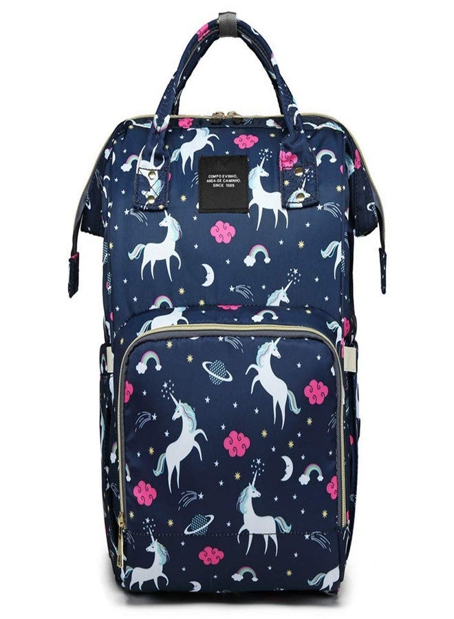 Miracle Moms Diaper Backpack with Insulated Bottle Pocket & Multiple Storage Compartments/Baby Travel Bag product organizer bagpack Printed/Maternity bag (Dark Blue (Unicorn)) - Image 1
