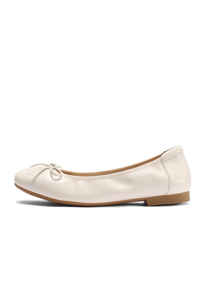 Senda a Grandma Shoes Women Autumn Mall Same Style Flat Shallow Single Shoes Off-white 34 - Image 1