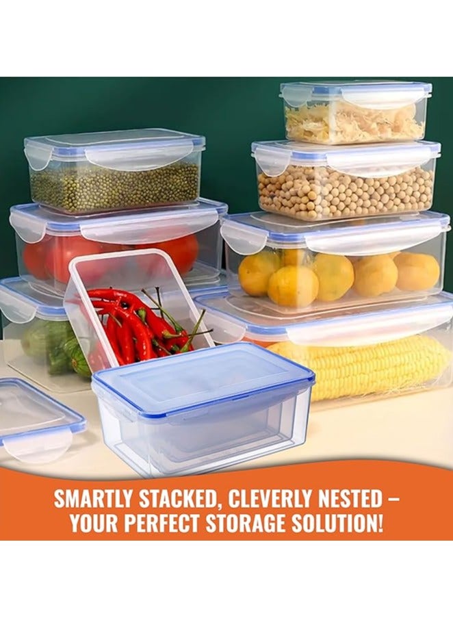 On Mart 3 Pcs Plastic Airtight Food Storage Container Set | Leakproof Rectangle Stackable Clip-Lock Lid Container | Food Box Ideal for Storing Food, Vegetables or Fruits | BPA Free Reusable Meal Prep  Food Container  Lunch Box, Microwave | Freezer & Dishwasher Safe Kitchen Storage Box | Organizers (Small / Medium / large) - Image 2