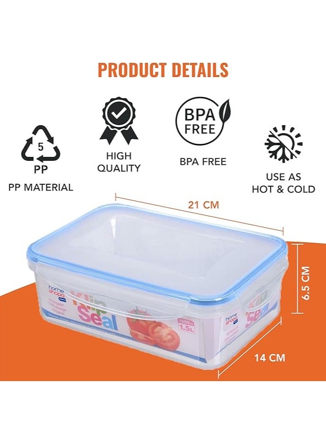 On Mart 3 Pcs Plastic Airtight Food Storage Container Set | Leakproof Rectangle Stackable Clip-Lock Lid Container | Food Box Ideal for Storing Food, Vegetables or Fruits | BPA Free Reusable Meal Prep  Food Container  Lunch Box, Microwave | Freezer & Dishwasher Safe Kitchen Storage Box | Organizers (Small / Medium / large) - Image 4