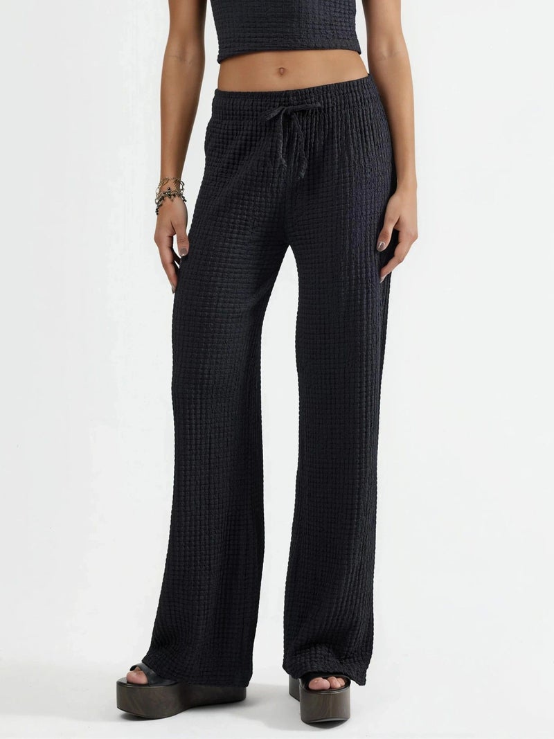 BUSEM Textured Wide Leg Trousers with Drawstring Waist - Image 1