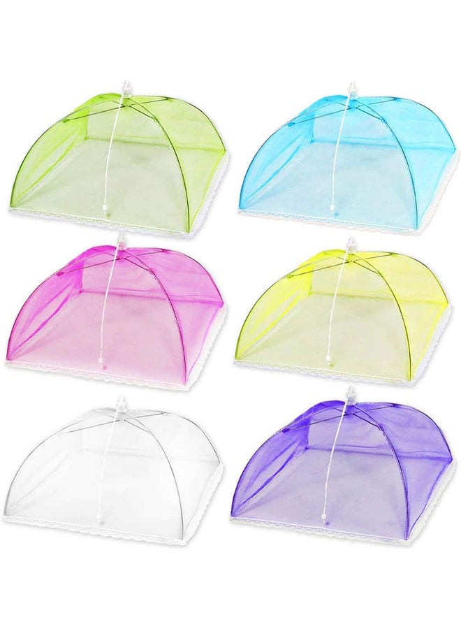 AMERTEER 6 Piece Coloured Mesh Screen Food Cover Tents Multicolour 310grams - Image 1