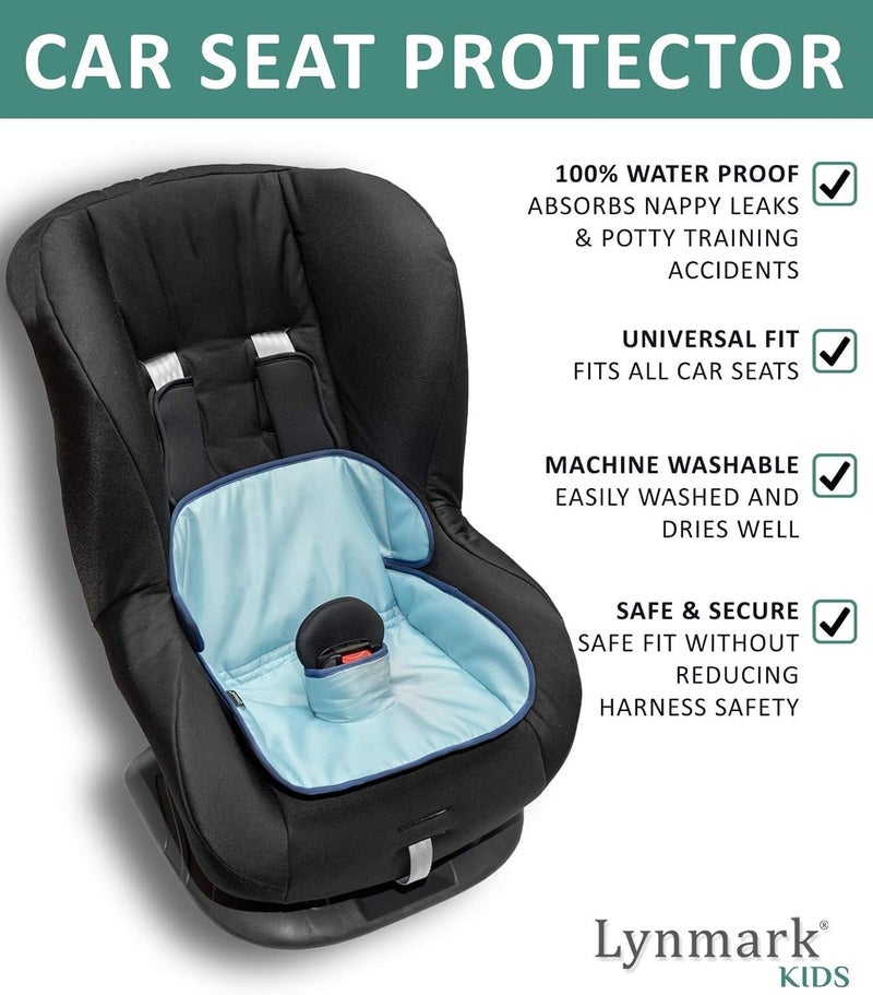 LynmarkÂ® Potty Training Car Seat Protector Cover - Waterproof Soft Piddle Pads for Toddlers and Baby Carseat - Travel-Friendly Universal Washable Liner Mat for Spills, Nappy Leaks, Accidents - Blue - Image 2