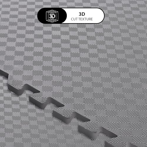 EASY HOME Interlocking Floor Gym Mats for Home and Living Room, Rubber Floor Workout Mat for Exercise, Super Absorbent EVA Foam Mat- 60x60cm - 25mm Thickness, Grey (4 Tiles - 16Sqft) - Image 3