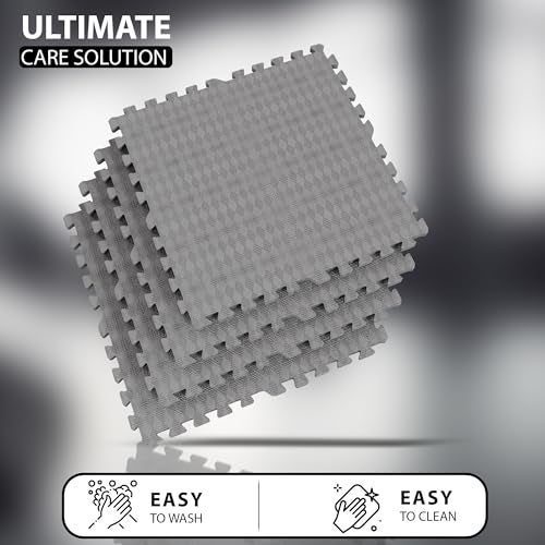 EASY HOME Interlocking Floor Gym Mats for Home and Living Room, Rubber Floor Workout Mat for Exercise, Super Absorbent EVA Foam Mat- 60x60cm - 25mm Thickness, Grey (4 Tiles - 16Sqft) - Image 2