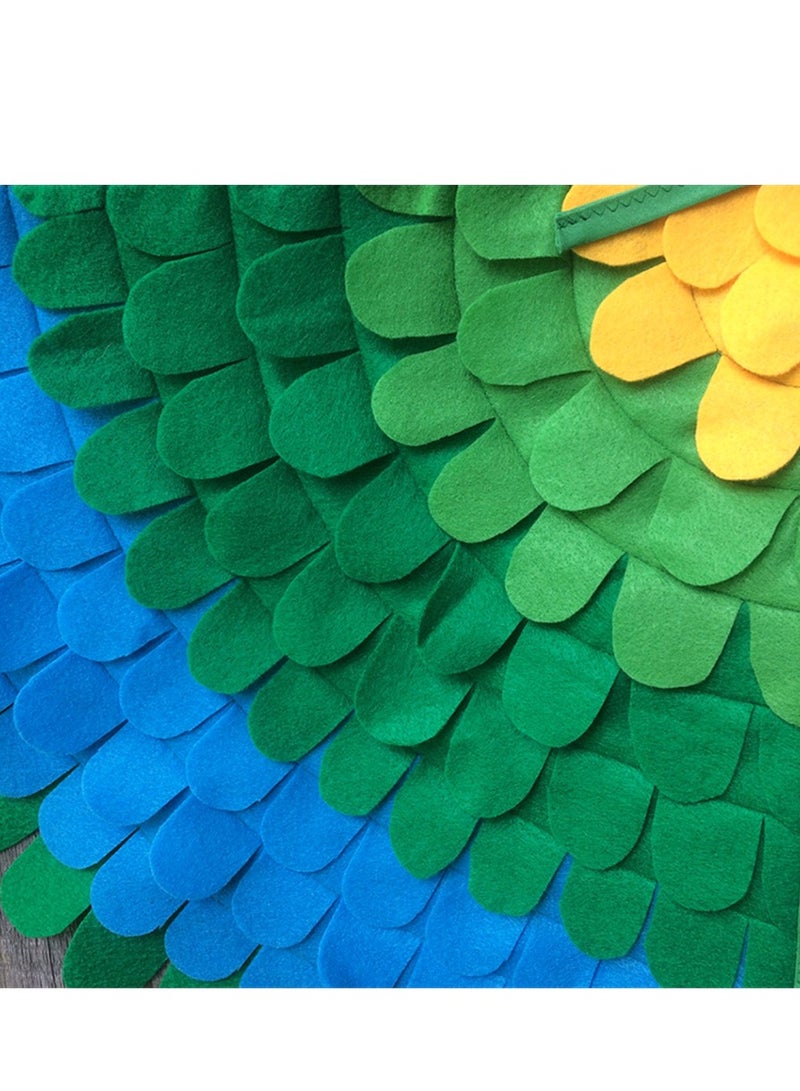 MissTiara 2 قطع أجنحة طيور للأطفال عباءة بومة ببغاء طاووس ملابس ملونة للعب الأزياء للأولاد والبنات عباءة مصنوعة من الفelt مع قناع للعين لحفلات المدرسة وألعاب التظاهر وكوسبلاي. - Image 4