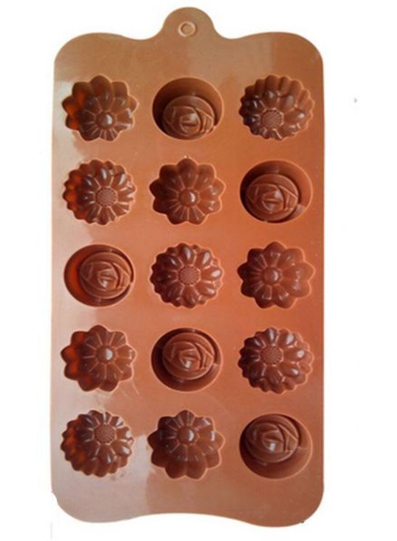 NIBEMINENT 15-Slot Rectangular Silicone Mold Brown 21 x 10.5cm