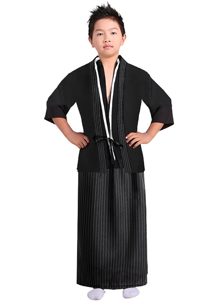 Al Aoyama Al Aoyama boys japanese kimono, children japanese black samurai costume cosplay role play costume  - Image 1