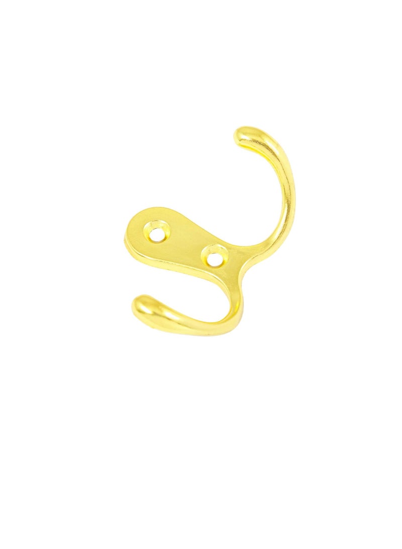 Metal Double Coat Wall Hook, Gold  - Image 2