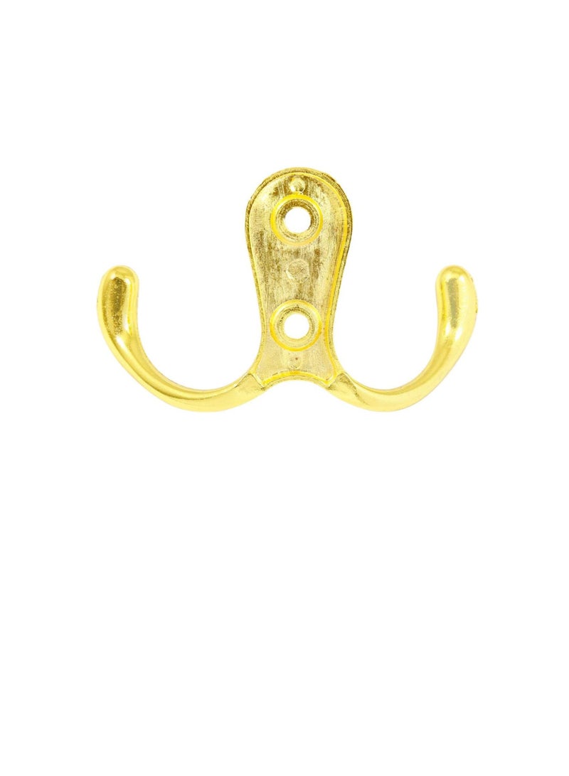 Metal Double Coat Wall Hook, Gold  - Image 3