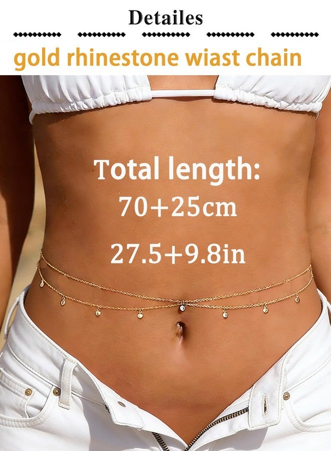 Longita Belly Chain Gold Waist Chain for Women Waist Stomach Jewelry Women Gold Belly Chains for Dress Rhinestone Sexy Body Chains for Bikini Beach Vacation non Tarnish Waterproof Adjustable Plus Size - Image 5