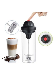 Generic Milk Frother, Electric Milk Whisk Household, Handheld Mini Mixer, Coffee Milk Froth Machine, Stainless Steel Milk Frothing Rod Whisk, With Glass Cup  - Image 1