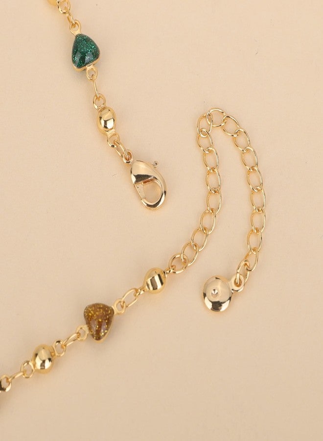 يرتير قلادة YERTTER الأنيقة والملونة من الزركون الكريستالي، قلادة قصيرة ذهبية اللون قابلة للتعديل للنساء - Image 5