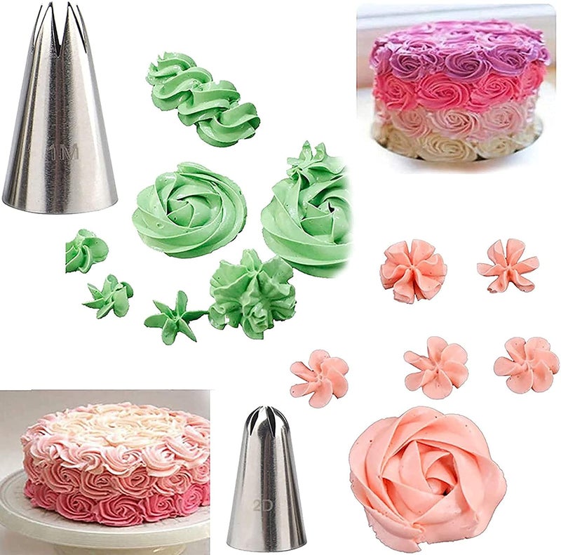 Kosh 1 M and 2D Icing Nozzle for Rose Flower Making Tip for Cake Decorating/Decoration Icing Nozzle Stainless Steel Nozzle Icing Tips Flower Reusable Nozzle (1 M & 2D, Medium) - Image 3