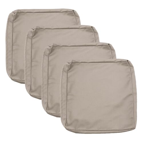 Sqodok Patio Cushion Covers 22x22 Waterproof Outdoor Cushion Covers Replacement 4Pack Patio Cushion Seat Slicovers with Ties for Sectional Sofa, Wicker Chair, Tan - Image 1