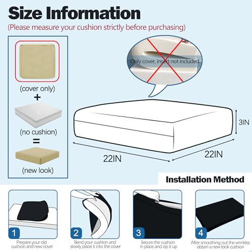 Sqodok Patio Cushion Covers 22x22 Waterproof Outdoor Cushion Covers Replacement 4Pack Patio Cushion Seat Slicovers with Ties for Sectional Sofa, Wicker Chair, Tan - Image 2