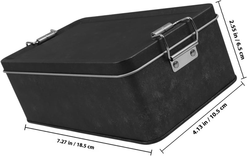 Unomor Rectangular Tin Box with Lid Vintage Metal Candy Jar Small Cookie Storage Container 185x105x65mm for Kitchen Counter and Decorative Use - Image 2